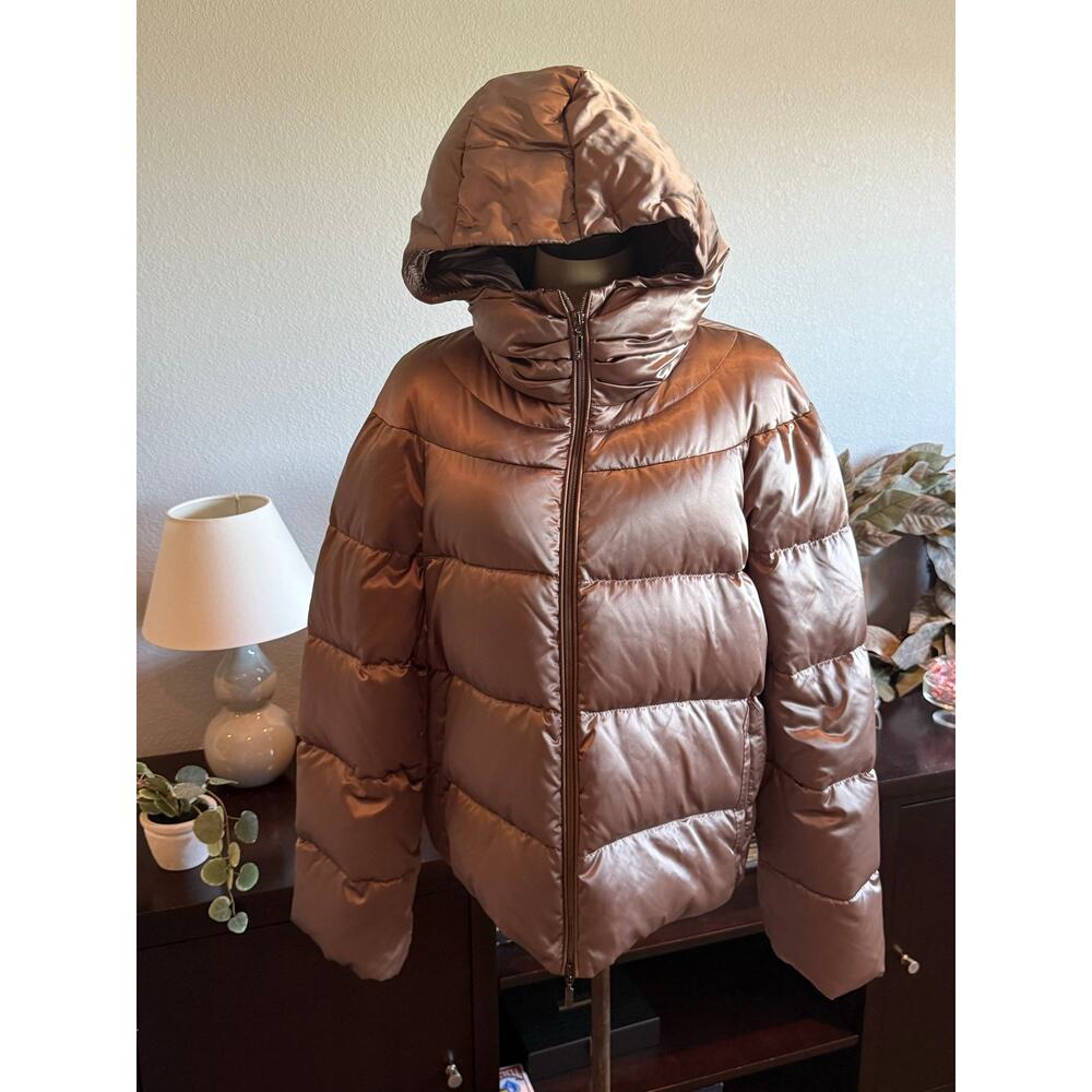 Moncler Down Feather Puffer Full Zip Hoodie Coat Jacket Dusty Pink Women 5
